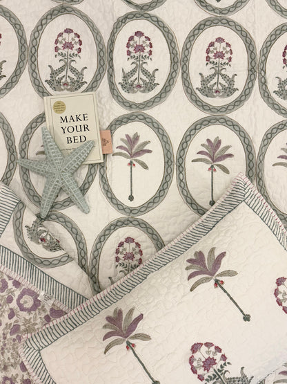 Lavender Palm Quilted Bedcover