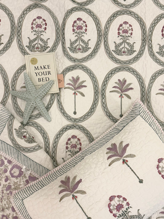 Lavender Palm Quilted Bedcover