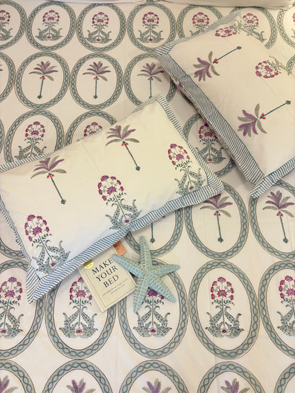 Lavender Palm Quilted Bedcover