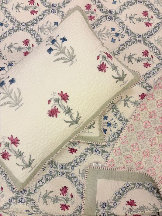 NEW! Bestseller Premium English Jaali Reversible Mulmul Voile Reversible Bedcover Comforter/Bedsheet/Quilt