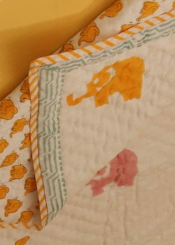 Baby Quilt - Tooni Elephant - Pure Muslin Voile Size 60x40 inches