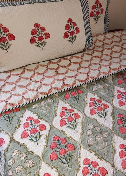 Zinny Bloom Quilted Bedcover-The Label Home