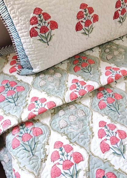 Zinny Bloom Quilted Bedcover-The Label Home