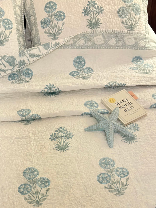 Timeless Blue Quilted Bedcover