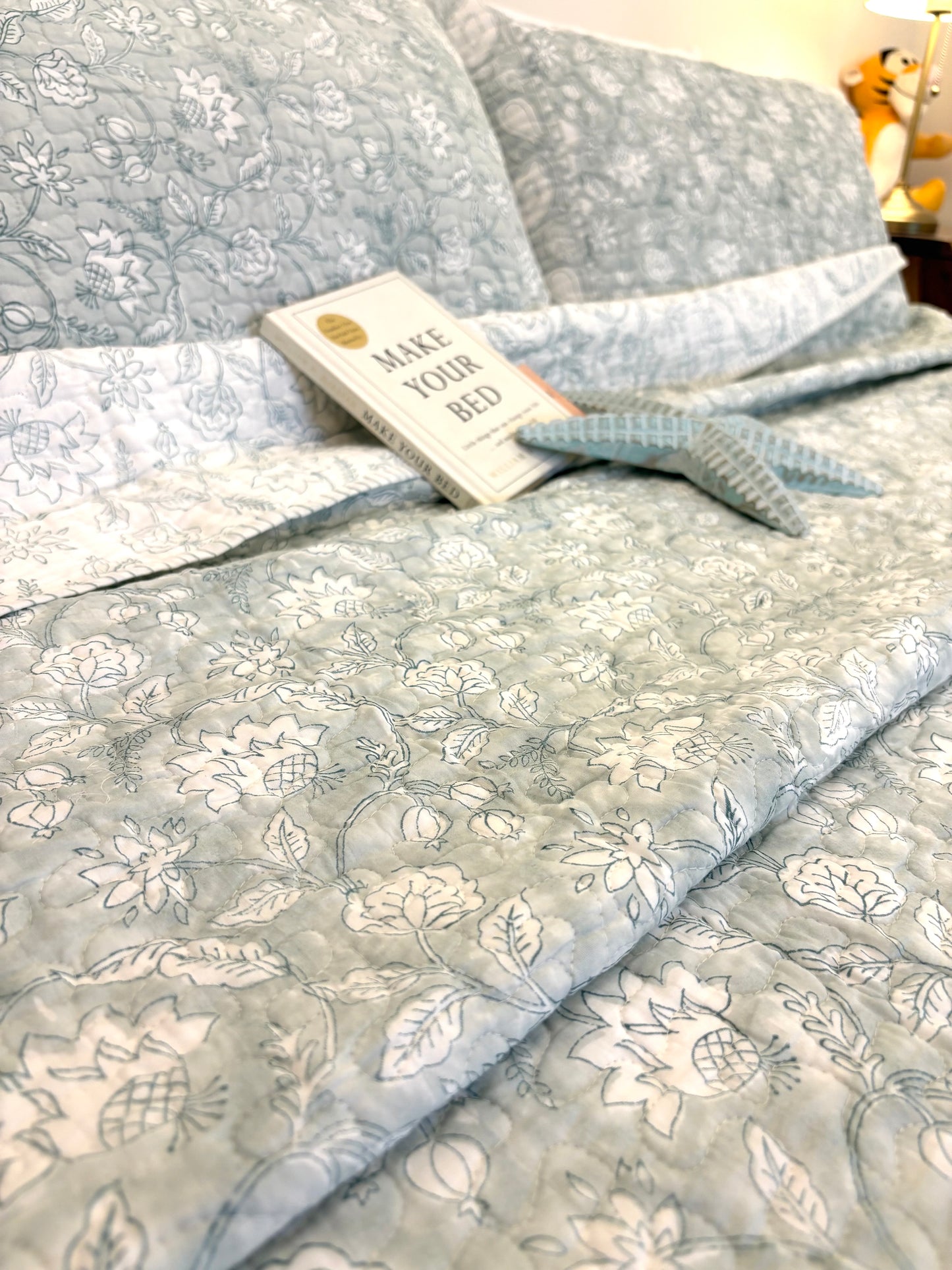 Summer Affair Grey Quilted Bedcover