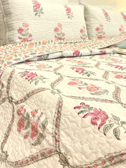 Blush Pink Affair Quilted Bedcover