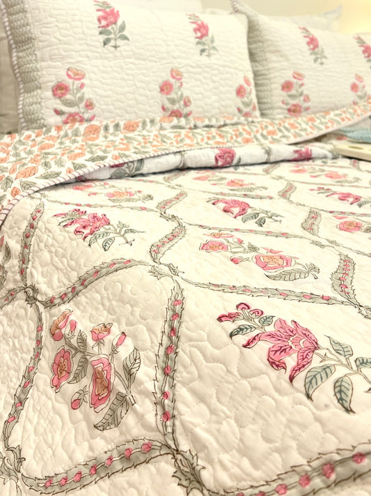 Blush Pink Affair Quilted Bedcover