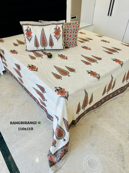 Gharaana Jaipuri Cotton Printed Bedspread Bedcover (Super King 100x108 inches)
