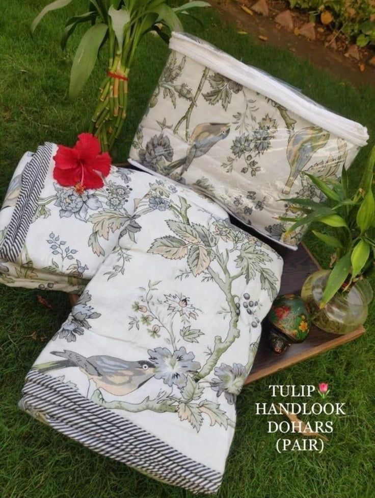 Birds of Paradise  - MulMul Summer Dohar (Set of 2 Single Cotton Muslin Dohar)