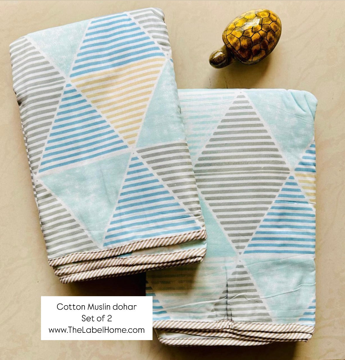 Mezze Strokes - MulMul Summer Dohar (Set of 2 Single Cotton Muslin Dohar)