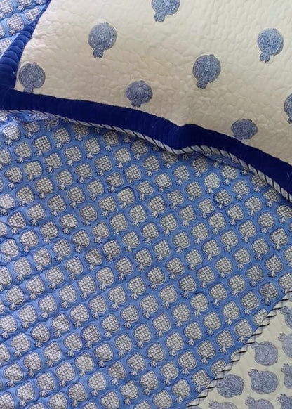 Blue Berries Quilted Bedcover-The Label Home
