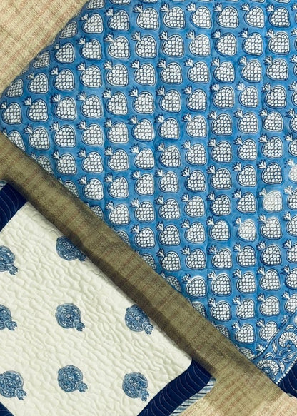 Blue Berries Quilted Bedcover-The Label Home