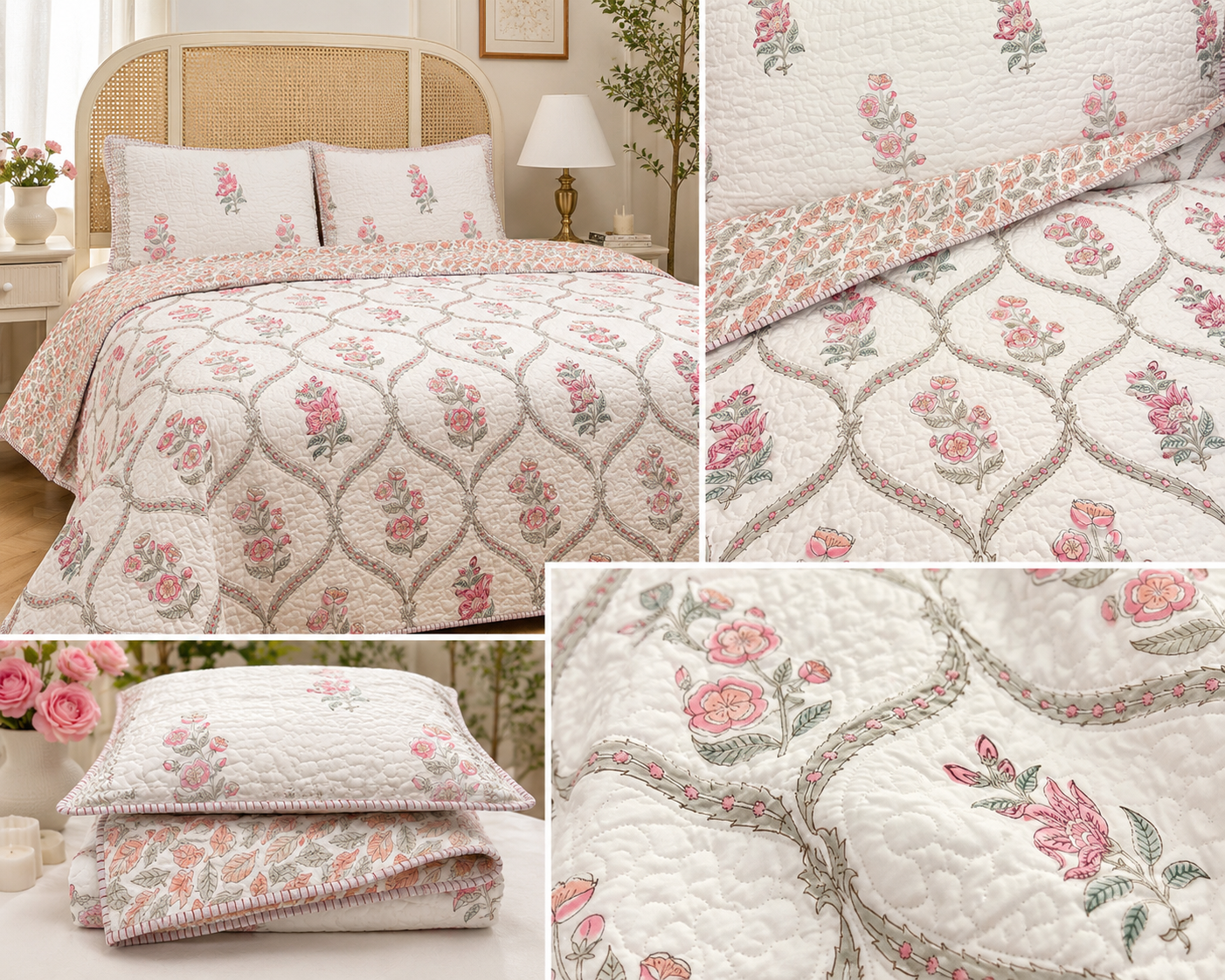 Blush Pink Affair Quilted Bedcover
