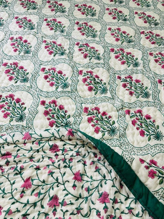 Pajero Quilt - Rich Indian Bloom - Double Size 90x108