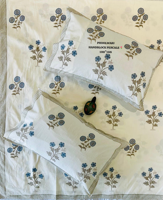 Percale Cotton Bedsheet (King Size) 100x108 Inches