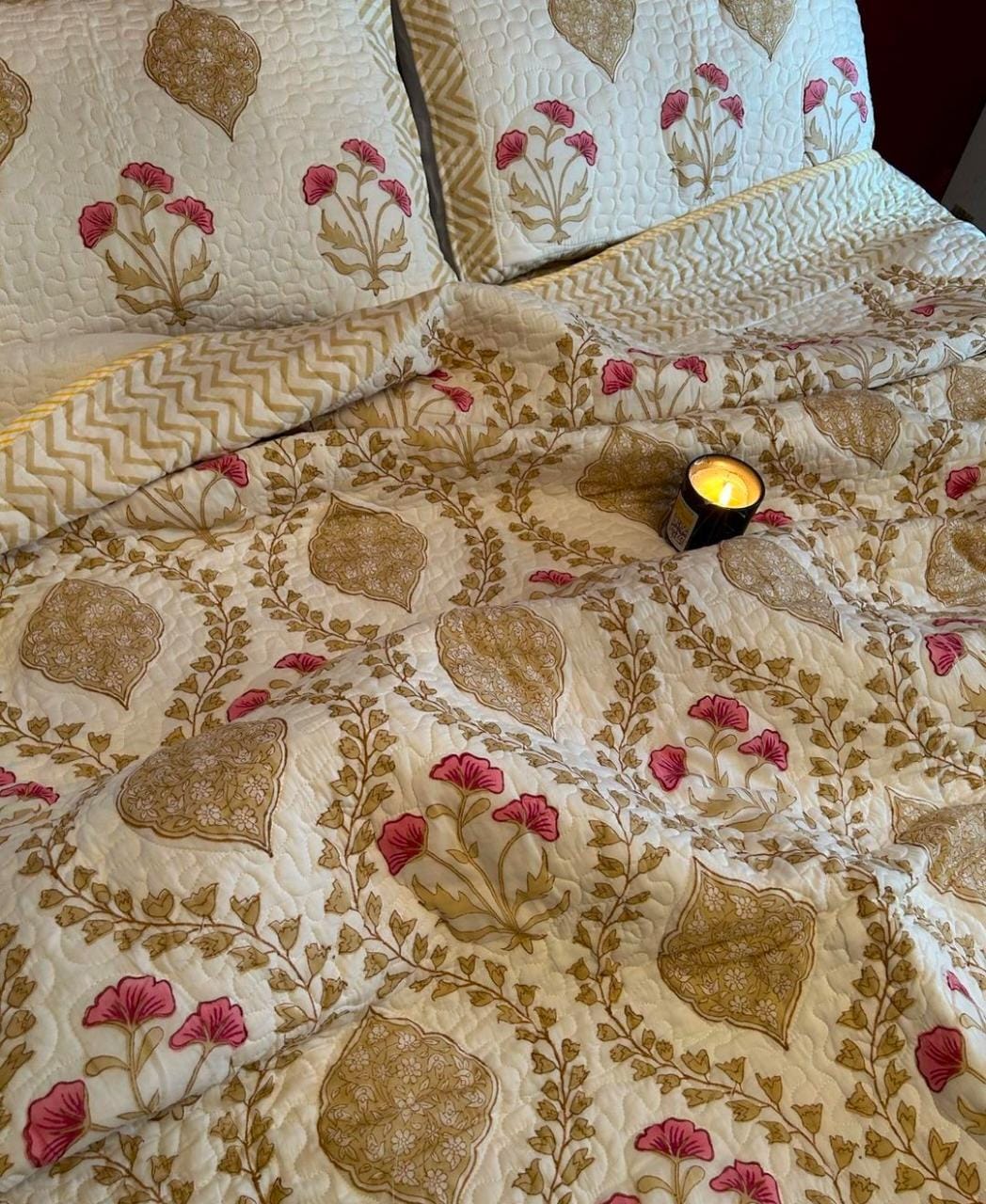 Mustard Ratan Mulmul Voile Bedcover cum Comforter (Reversible) Size 108x108 inches and 90x108 inches