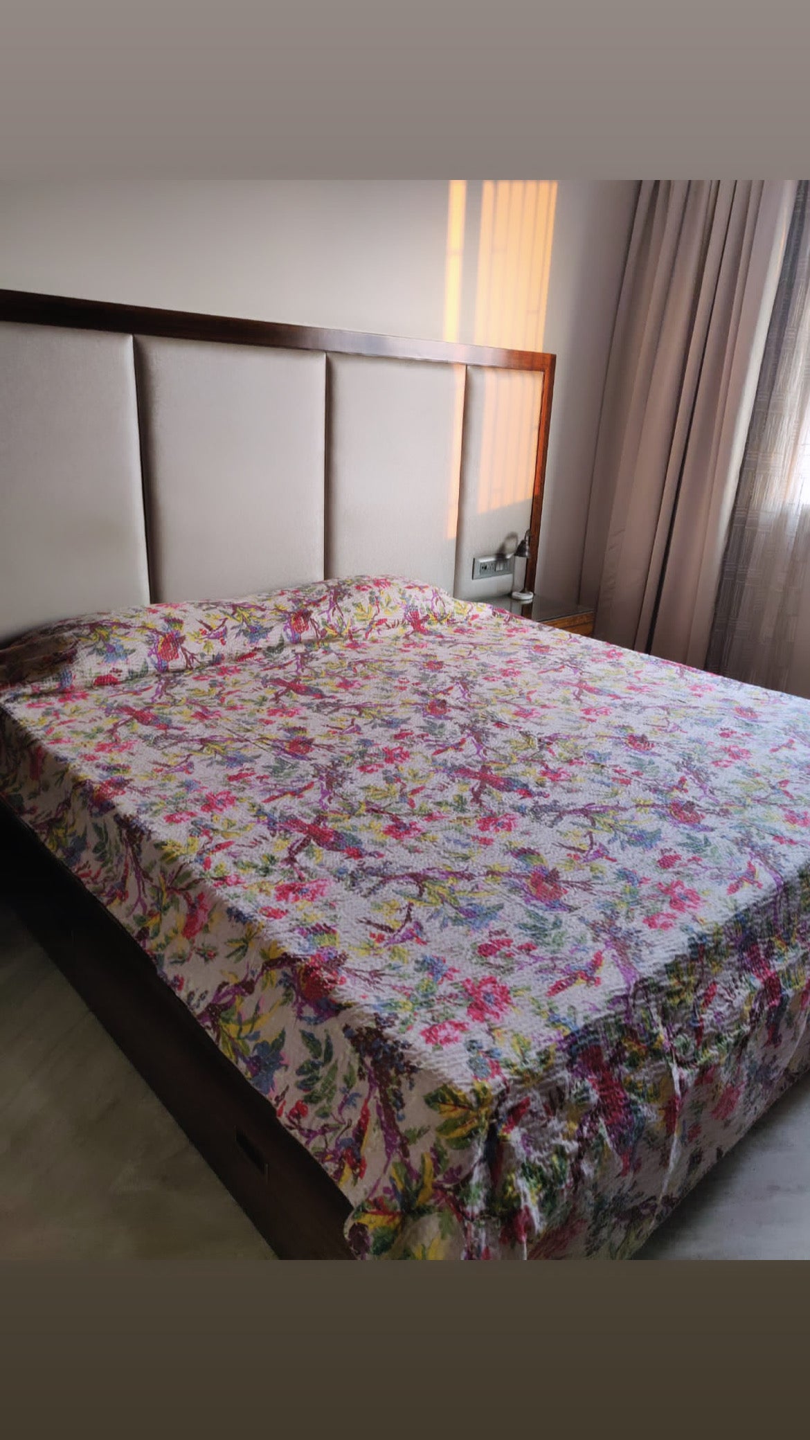 Blissful Home Kantha Stitch Cotton Bedcover
