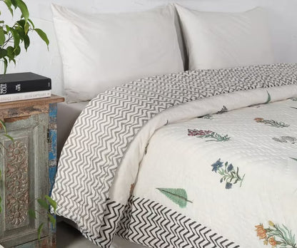 Chevron Bloom cotton muslin quilt  – soft, lightweight