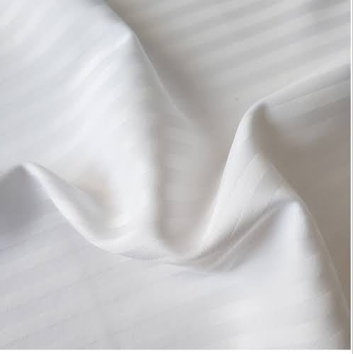 TheLabelHome Swiss Luxe Stripes Premium 400TC Bedsheet Set with 2 Pillow Covers - White