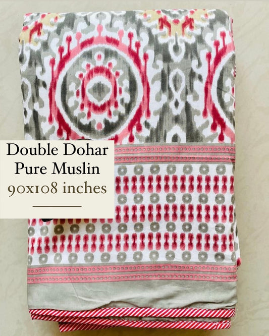 Ikkat Pure MulMul Summer Dohar (Double Size Cotton Muslin)
