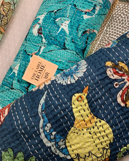 Tree Of Life Kantha Bedcover-The Label Home