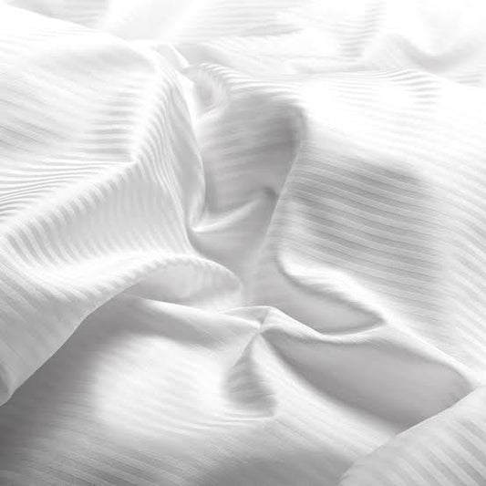 TheLabelHome Swiss Luxe Stripes Premium 400TC Bedsheet Set with 2 Pillow Covers - White