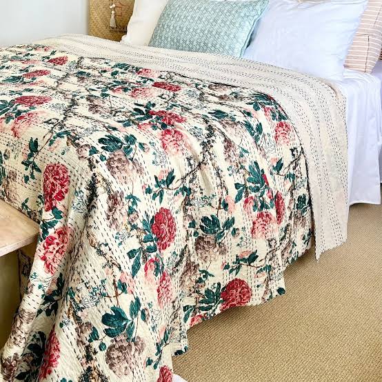 Bliss Home Kantha Stitch Cotton Bedcover