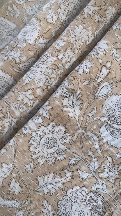 Earth Floral Spring Kantha Bedcover-The Label Home