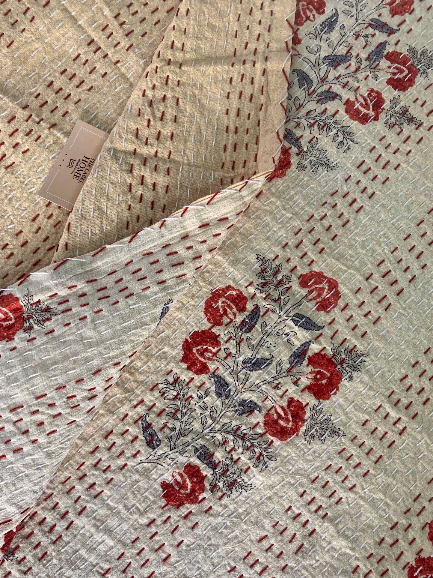 Elegant Home  Kantha Bedcover-The Label Home