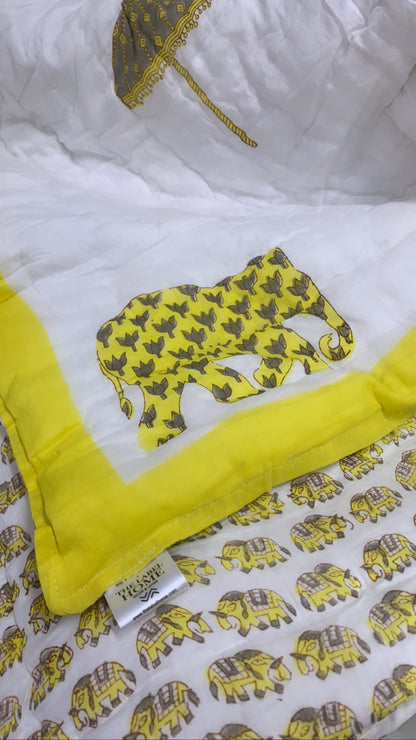 Clearance Rajai - Premium Elephant Yellow - Double Size 90x108 inches-The Label Home
