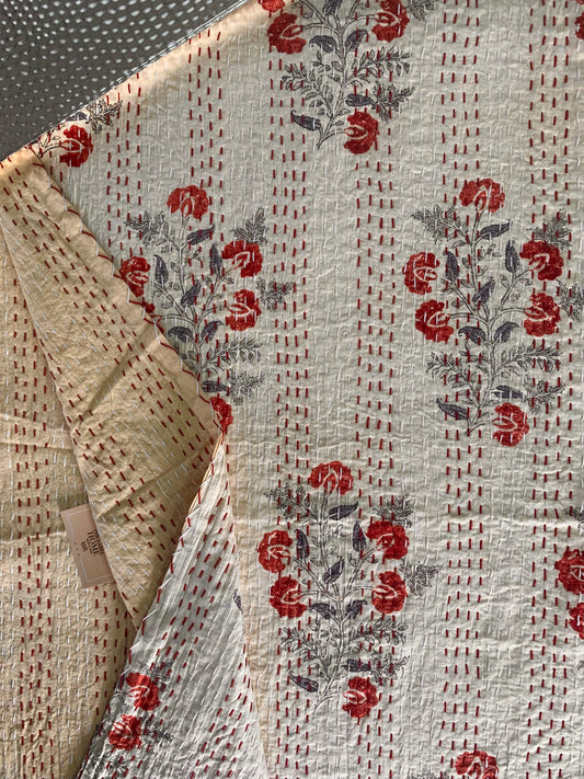 Elegant Home Kantha Stitch Cotton Bedcover