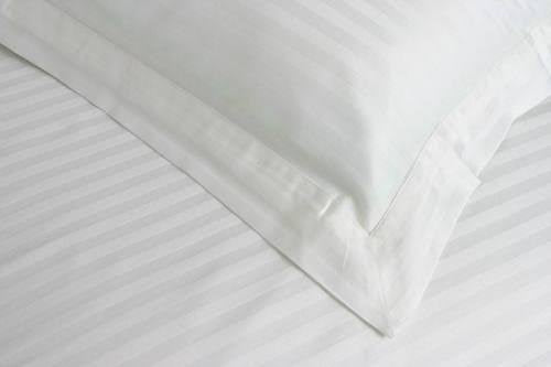 TheLabelHome Swiss Luxe Stripes Premium 400TC Bedsheet Set with 2 Pillow Covers - White